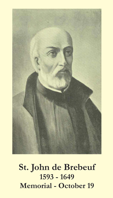 Oct 19th: St. John de Brebeuf Prayer Card